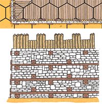Plan de coupe d'un Murus Gallicus